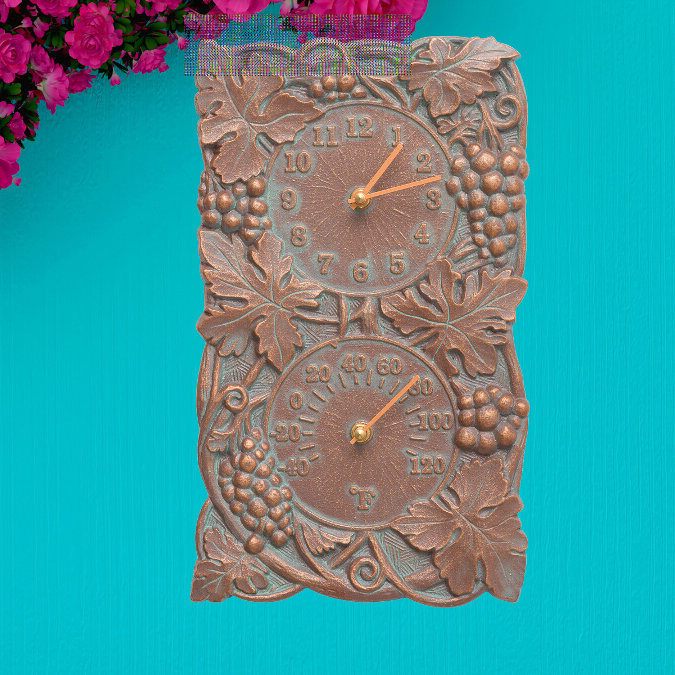 Whitehall Products Grapevine Indoor/Outdoor Wall Clock and Thermometer